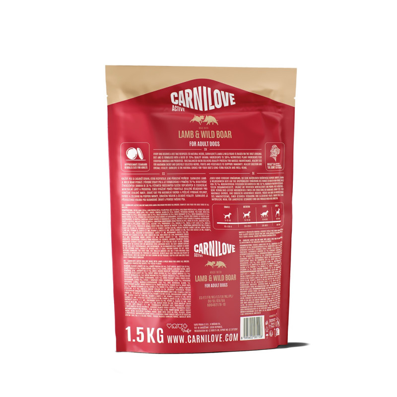 Carnilove Active Lamb & Wild Boar сухой корм для собак с ягненком и кабаном, 1.5 кг - фото 2