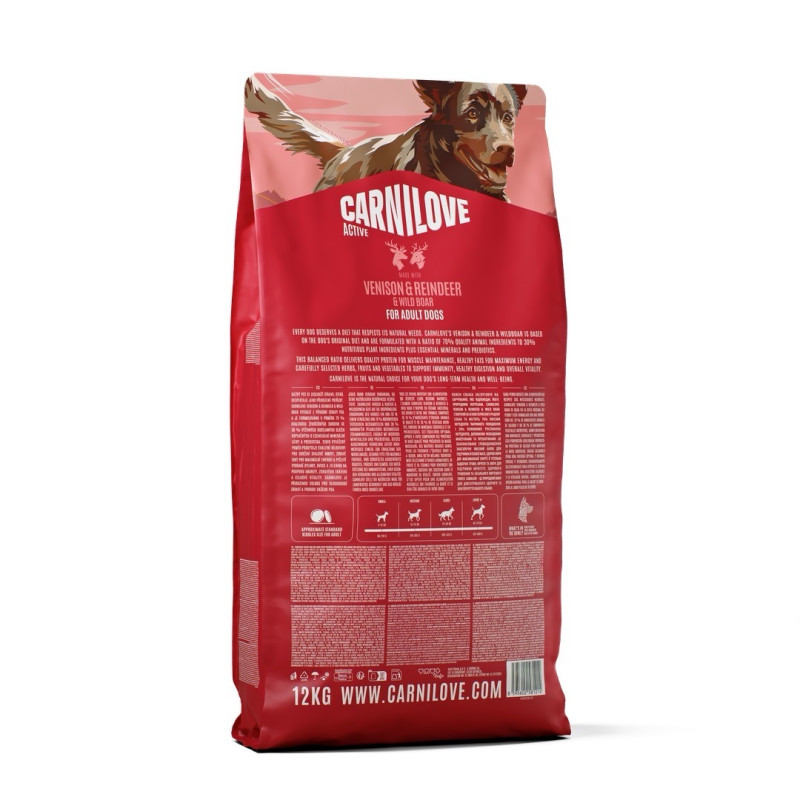 Carnilove Active Venison & Reindeer & Wild Boar сухой корм для активных собак с олениной и кабаном, 12 кг - фото 2