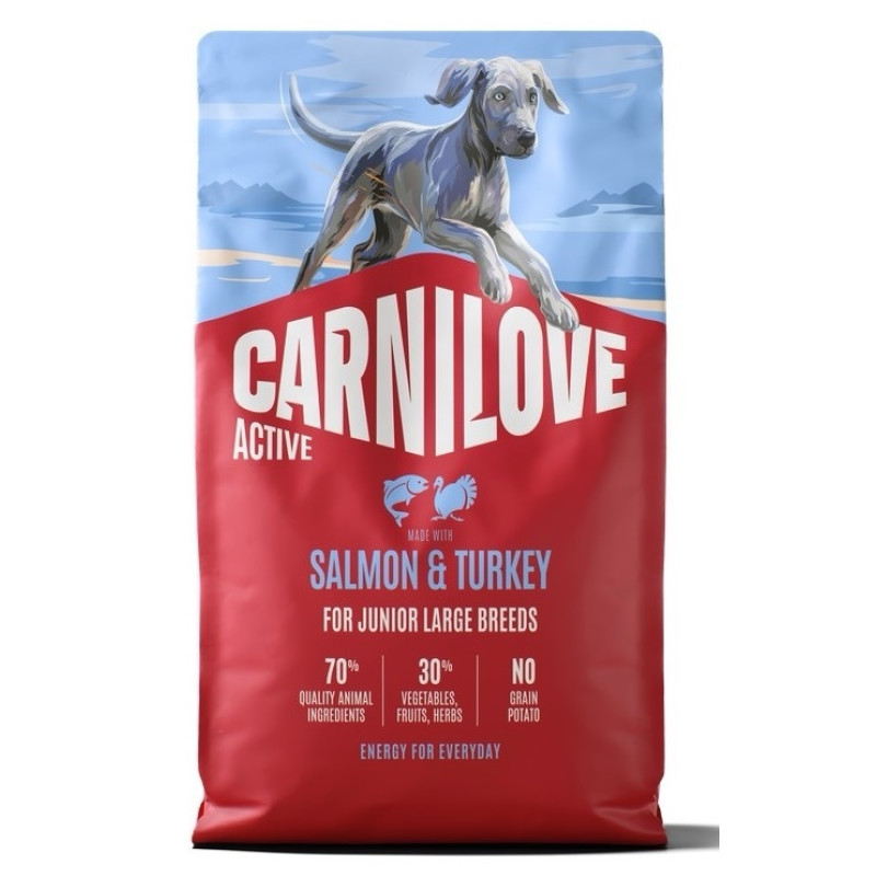 Carnilove Active Salmon & Turkey Junior Large Breed сухой корм с индейкой и лососем для юниоров крупных пород, 4 кг