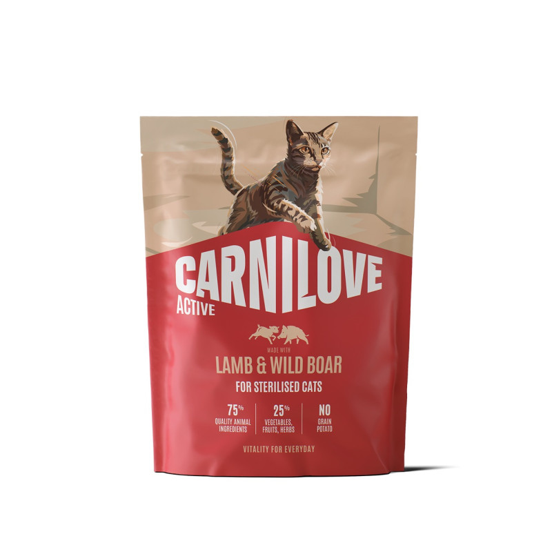 Carnilove Active Lamb & Wild Boar Sterilised сухой корм для стерилизованных котов с ягненком и кабаном, 400 гр