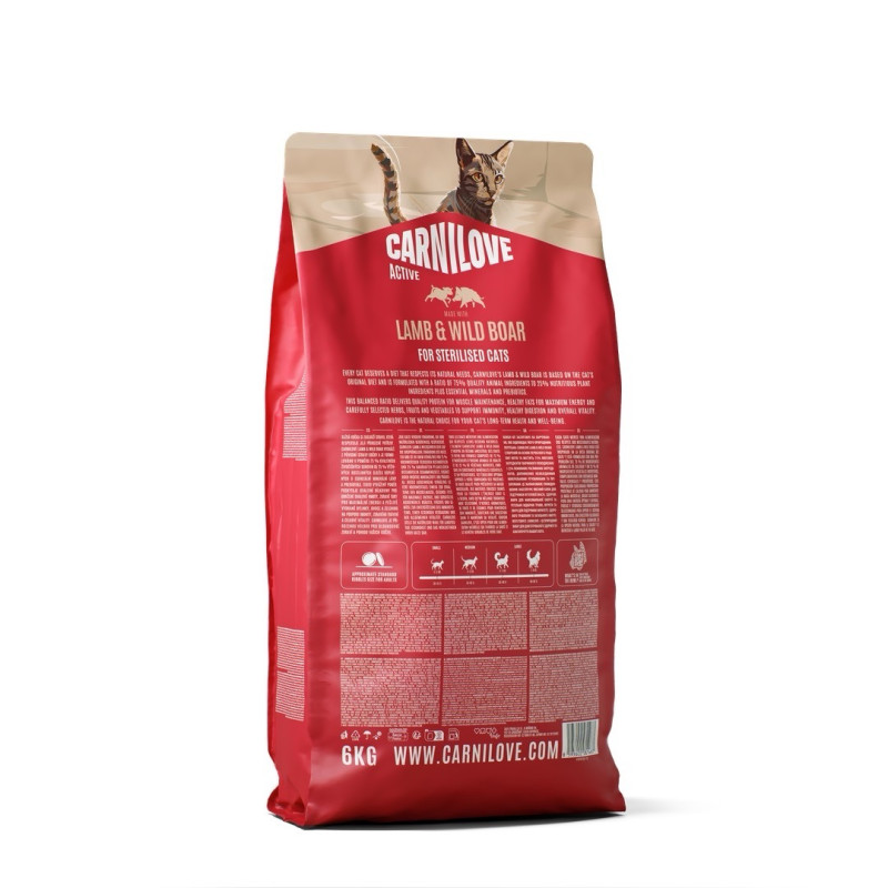 Carnilove Active Lamb & Wild Boar Sterilised сухой корм для стерилизованных котов с ягненком и кабаном, 6 кг - фото 2