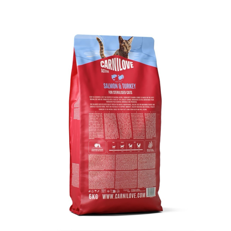 Carnilove Active Salmon & Turkey Sterilised сухой корм с лососем и индейкой для стерилизованных котов, 6 кг - фото 2