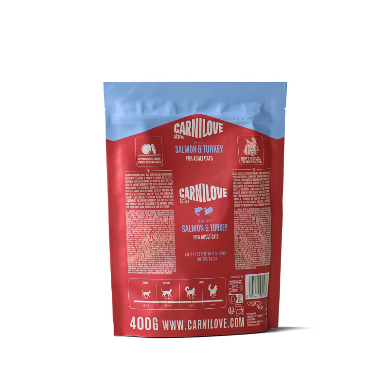 Carnilove Active Salmon & Turkey сухой корм с лососем и индейкой для котов, 400 гр - фото 2