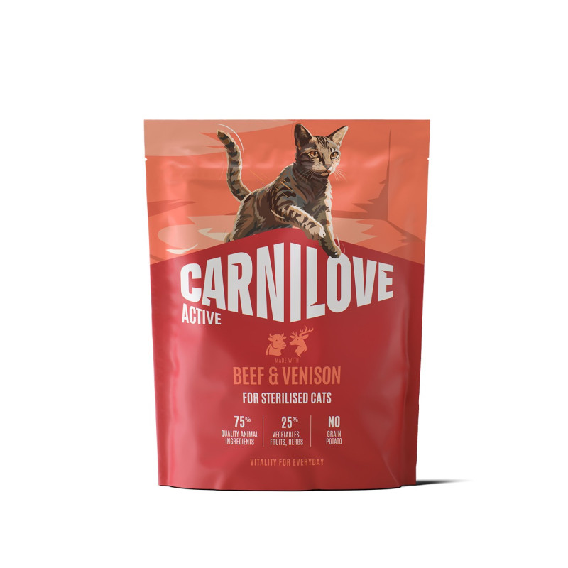Carnilove Active Beef & Venison Sterilised сухий корм з яловичиною та оленіною для стерилізованих котів, 400 гр