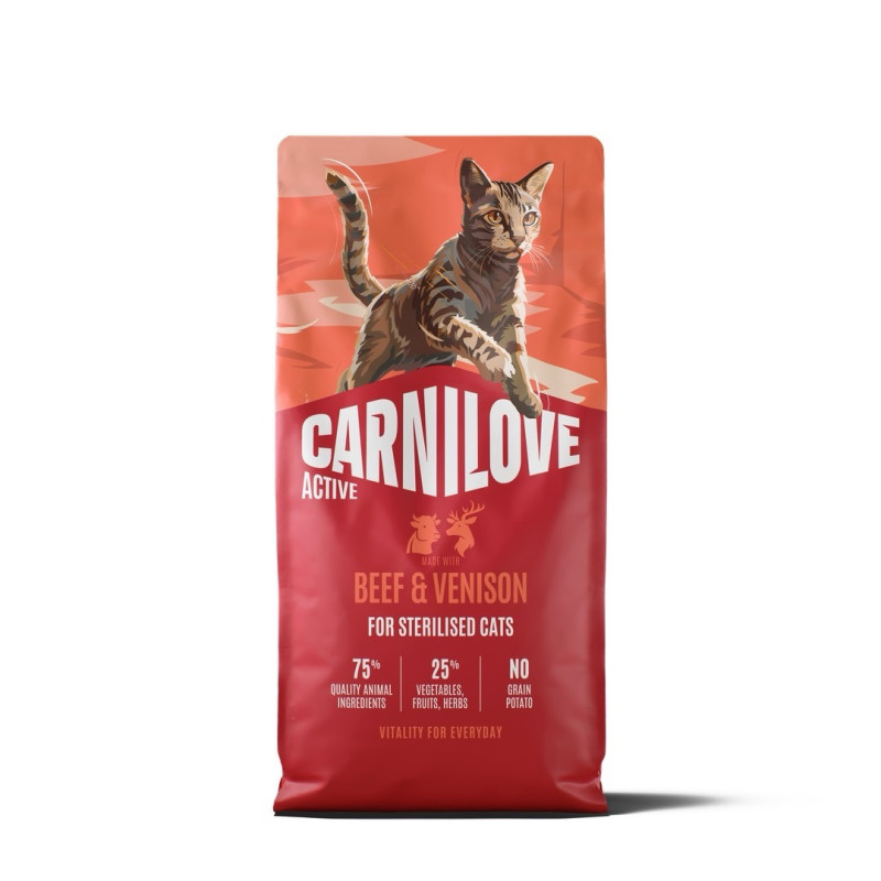 Carnilove Active Beef & Venison Sterilised сухой корм с говядиной и олениной для стерилизованных котов, 6 кг