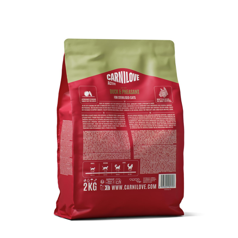 Carnilove Active Duck & Pheasant Sterilised сухой корм с уткой и фазаном для стерилизованных котов, 2 кг - фото 2