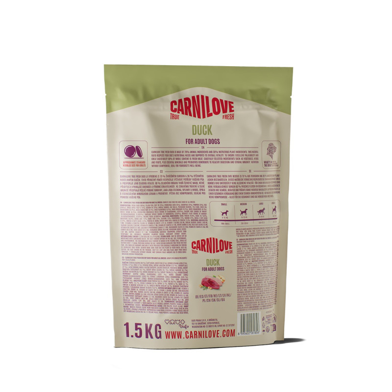 Carnilove True Fresh Duck сухой корм для собак с уткой, 1.5 кг - фото 2