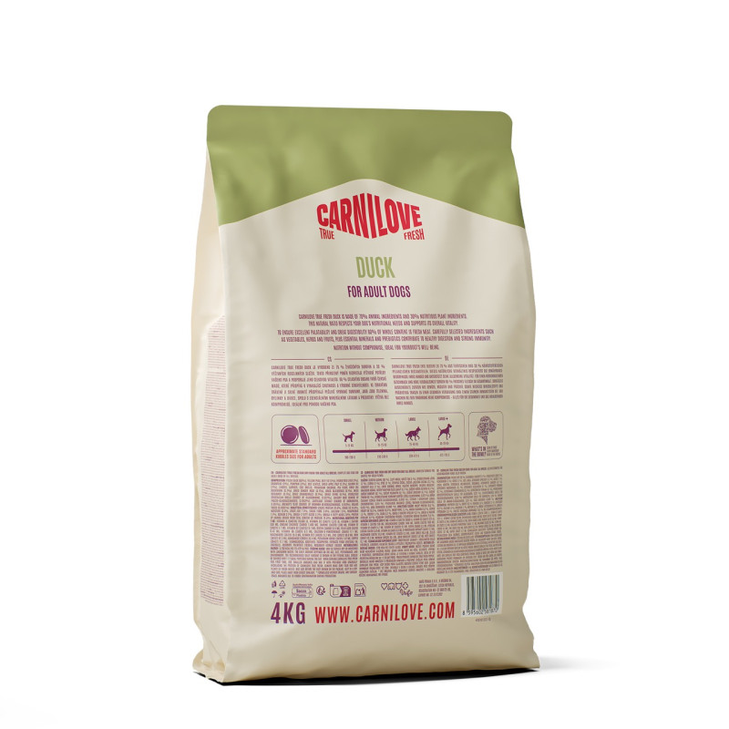 Carnilove True Fresh Duck сухой корм для собак с уткой, 4 кг - фото 2