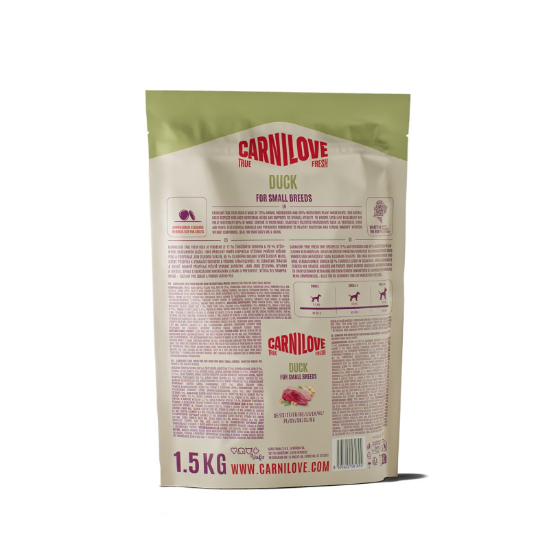 Carnilove True Fresh Duck Small Breed сухой корм с уткой для собак малых пород, 1.5 кг - фото 2