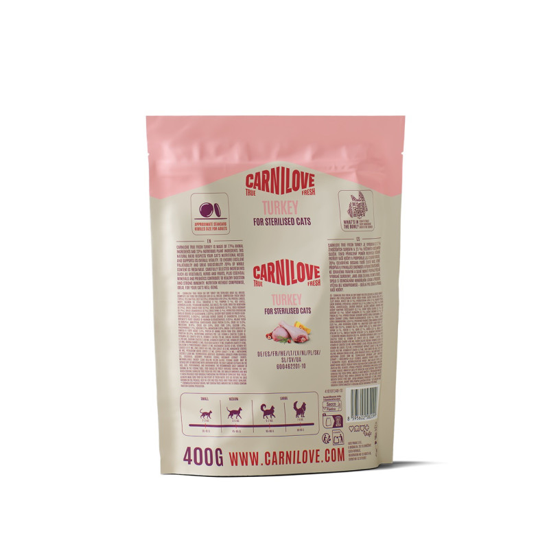 Carnilove True Fresh Turkey Sterilised сухой корм с индейкой для стерилизованных котов, 400 гр - фото 2
