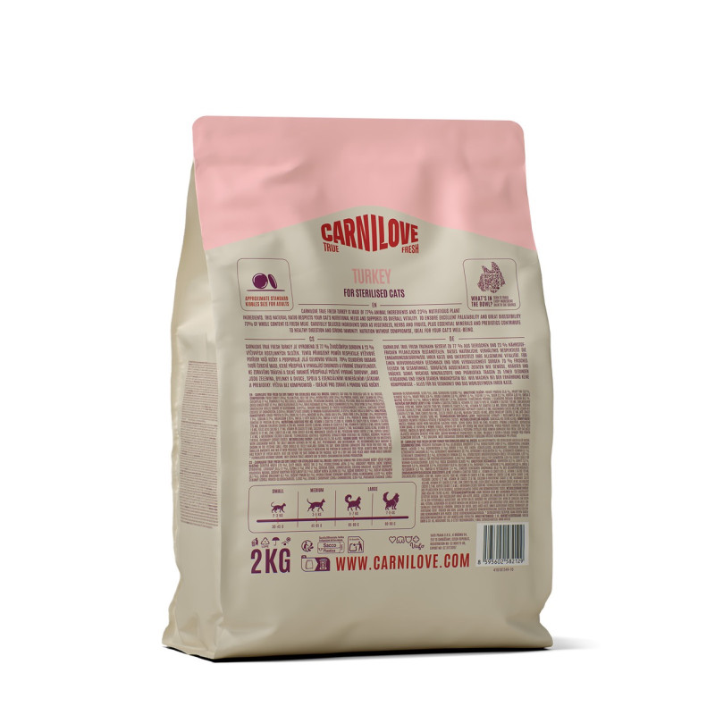 Carnilove True Fresh Turkey Sterilised сухой корм с индейкой для стерилизованных котов, 2 кг - фото 2