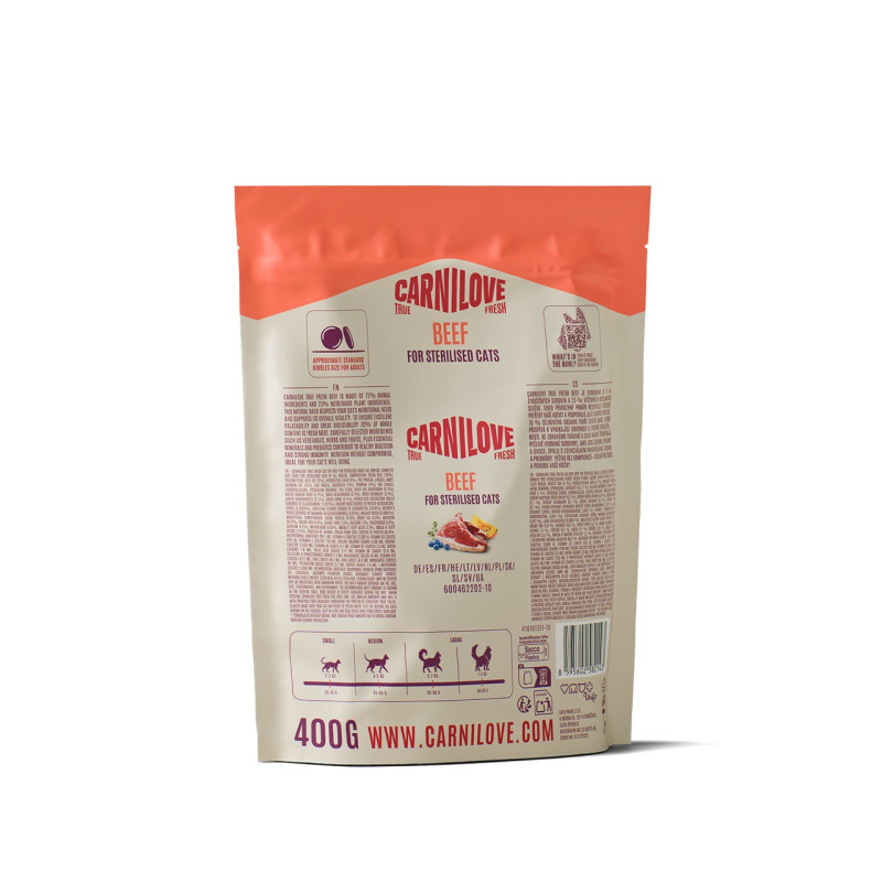 Carnilove True Fresh Beef Sterilised сухий корм із яловичиною для стерилізованих котів, 400 гр - фото 2