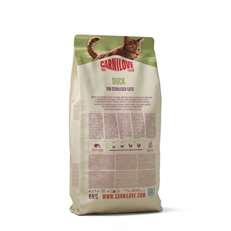 Carnilove True Fresh Duck Sterilised сухой корм с уткой для стерилизованных котов, 6 кг - фото 2