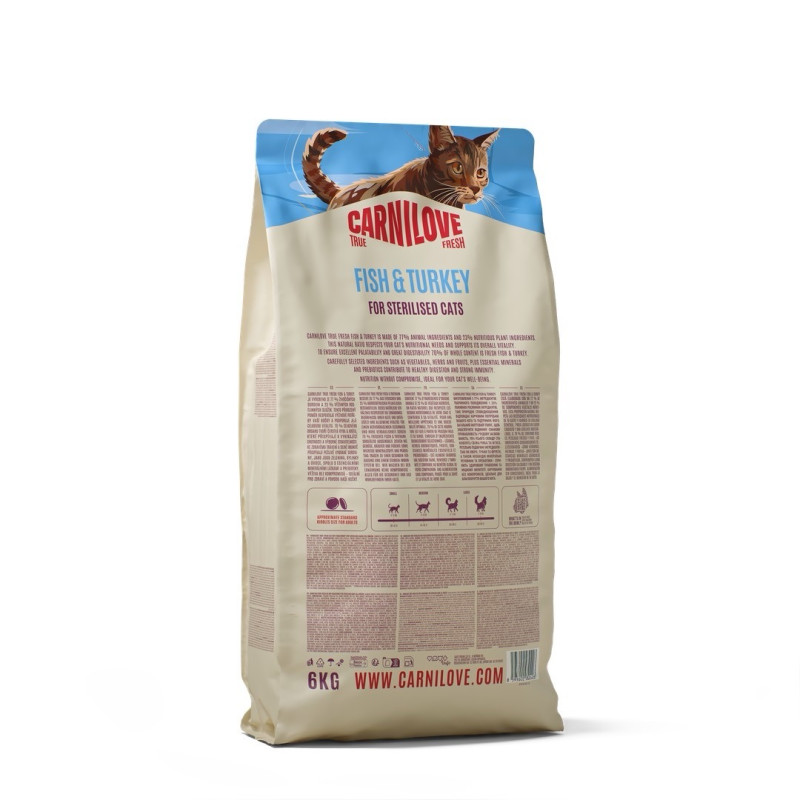 Carnilove True Fresh Fish & Turkey Sterilised сухий корм з рибою та індичкою для стерилізованих котів, 6 кг - фото 2