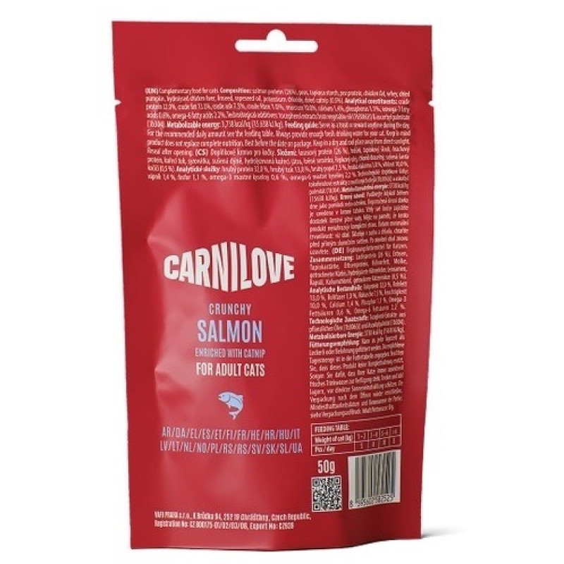 Carnilove Crunchy Snack Salmon With Catnip лакомства для котов с лососем, 50 гр - фото 2