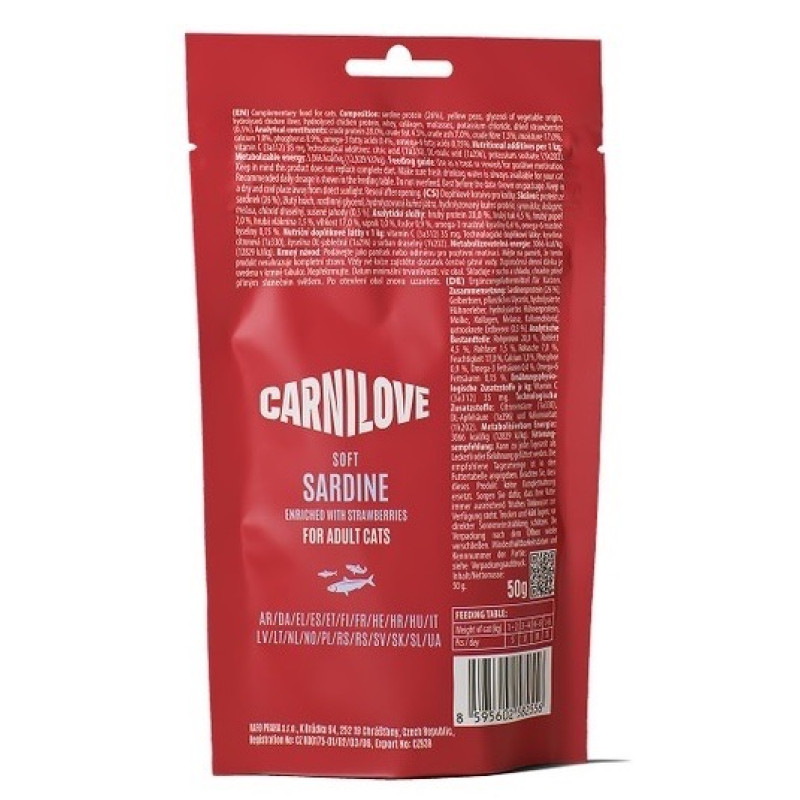 Carnilove Soft Snack Sardine With Strawberry ласощі для котів із сардиною, 50 гр - фото 2