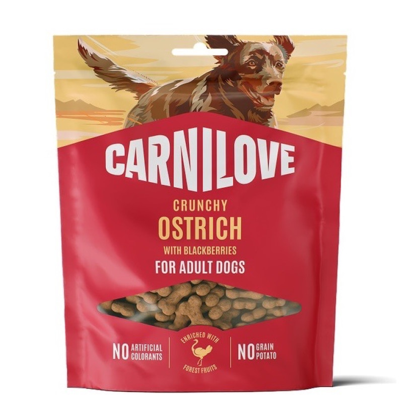 Carnilove Crunchy Snack Ostrich With Blackberries лакомства для собак со страусом, 200 гр