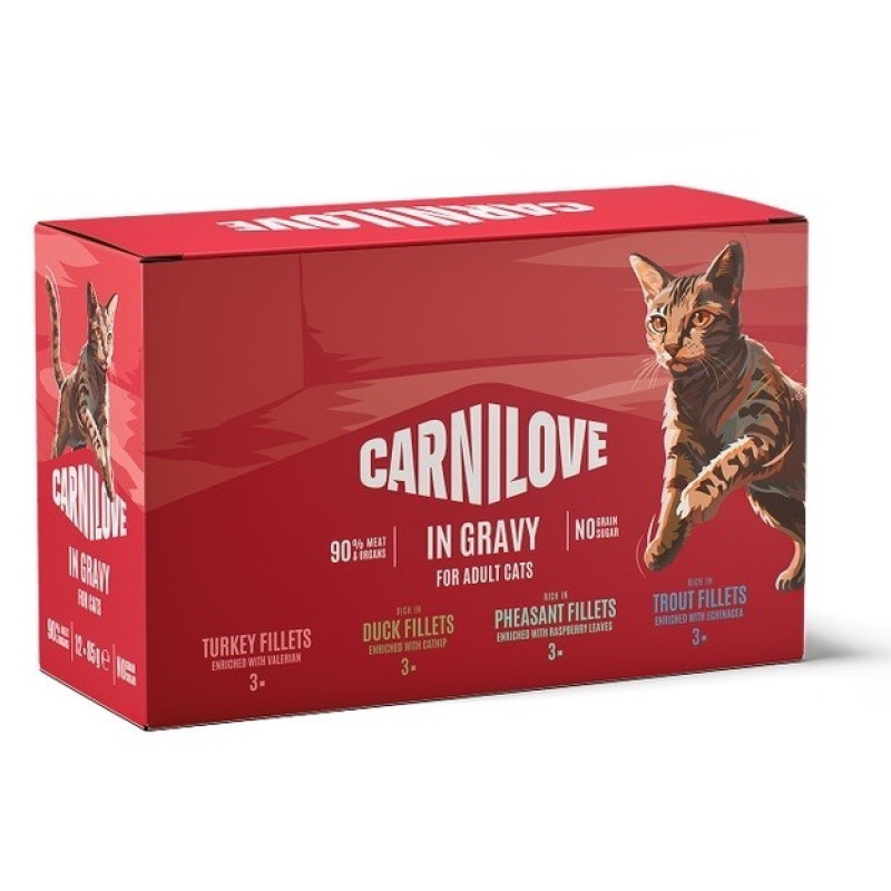 Carnilove Gravy Multipack набір вологого корму для котів, 12 шт x 85 гр