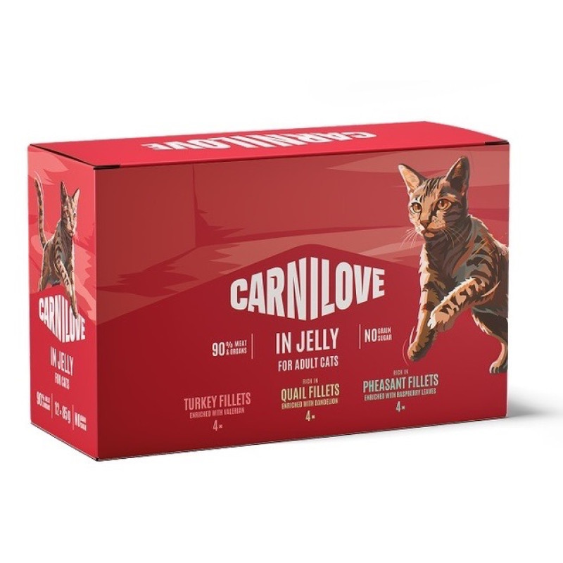 Carnilove Jelly Multipack набор влажного корма для котов, 12 шт х 85 гр