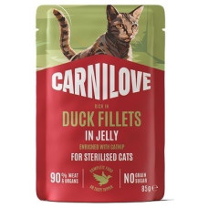 Carnilove Jelly Duck With Catnip Sterilised влажный корм с уткой для стерилизованных котов, 85 гр