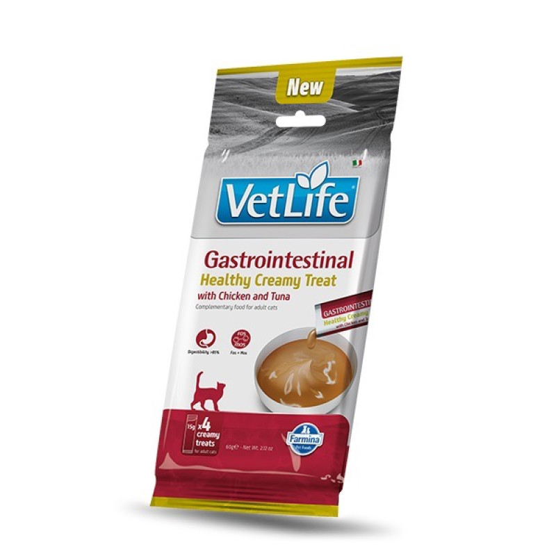 Farmina Vet Life Cat Gastrointestinal Creamy Treat Chicken & Tuna ласощі для котів при захворюваннях ШКТ, 15 г х 4 шт