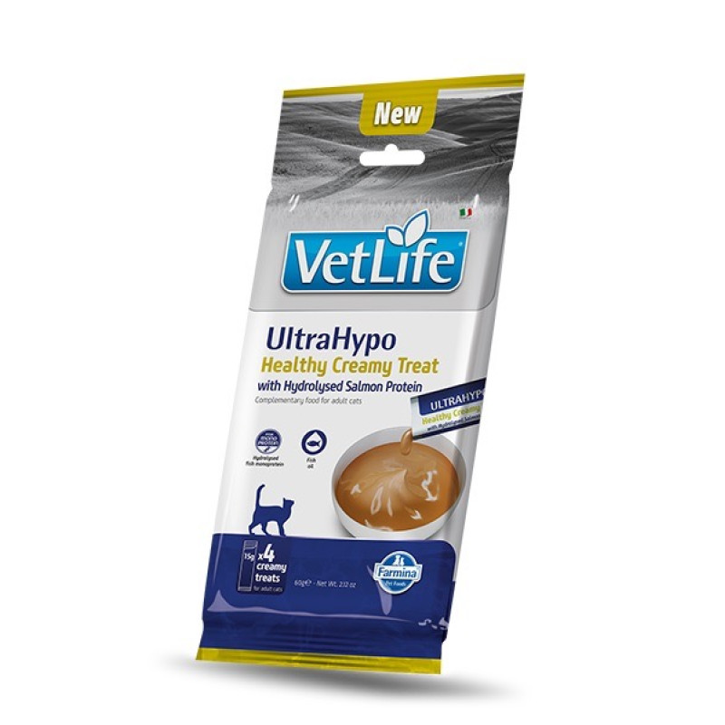 Farmina Vet Life Cat Ultrahypo Creamy Treat Salmon ласощі для котів при харчових алергіях, 15 г х 4 шт