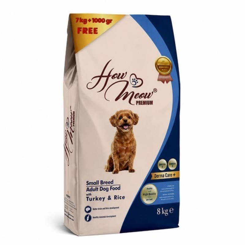 How Meow Dog Adult Mini Turkey сухой корм с индейкой для собак малых пород, 8 кг