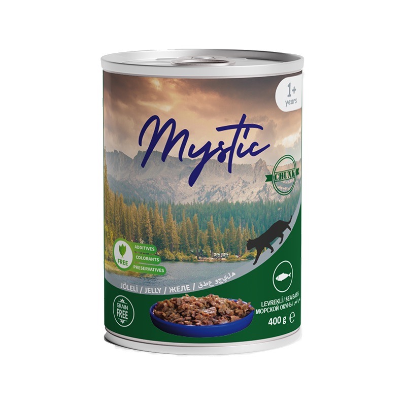 Mystic Cat Sea Bass Jelly вологий корм з окунем для котів, 400 г