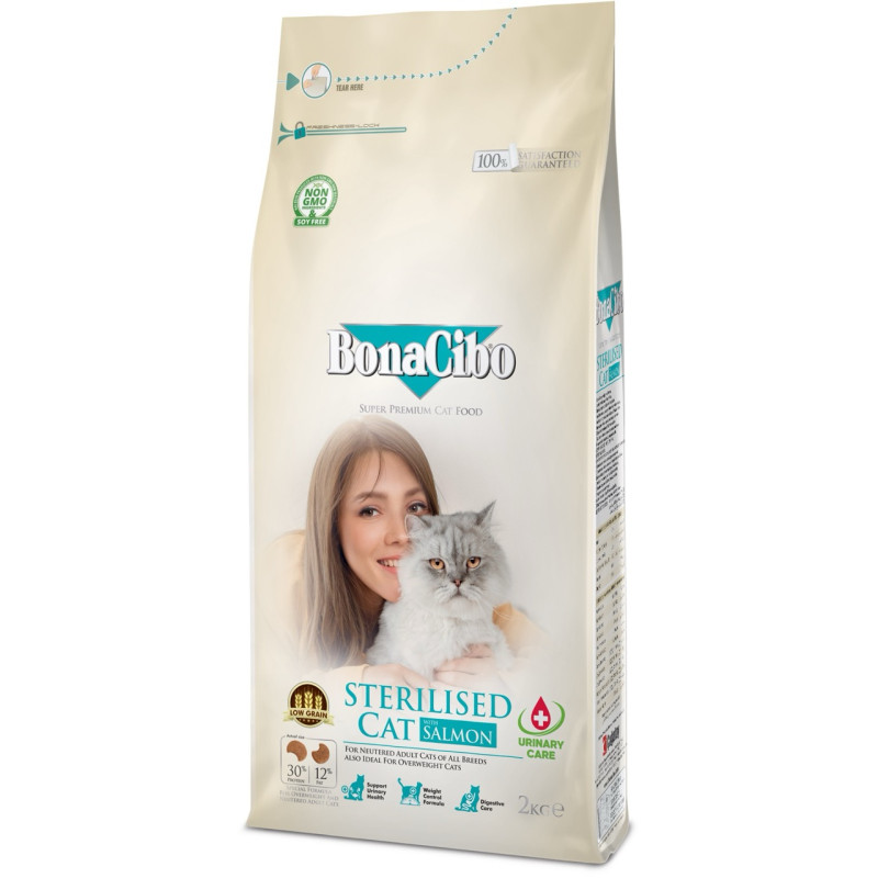 BonaCibo Adult Cat Sterilised Salmon сухий корм із лососем для стерилізованих котів, 2 кг - фото 2