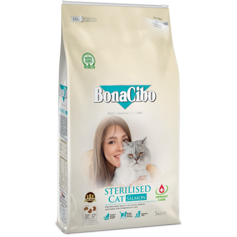BonaCibo Adult Cat Sterilised Salmon сухий корм із лососем для стерилізованих котів, 5 кг - фото 3