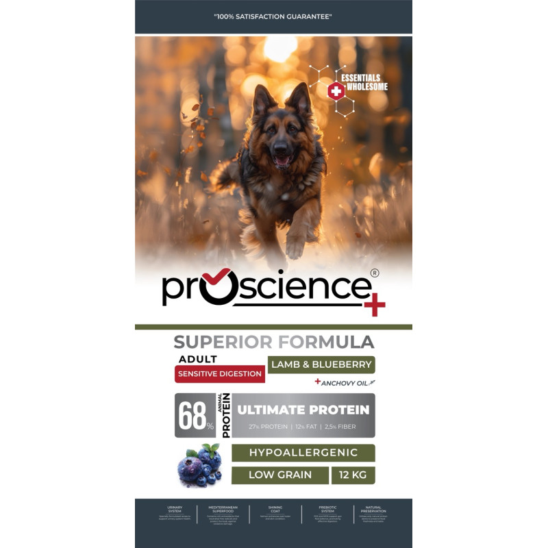 ProScience Adult Dog Lamb & Blueberry сухий корм з ягнятком для собак, 12 кг
