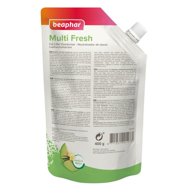 Beaphar Multі Fresh For Cats дезодорант для кошачьего туалета с ароматом дыни и ванили, 400 г - фото 4