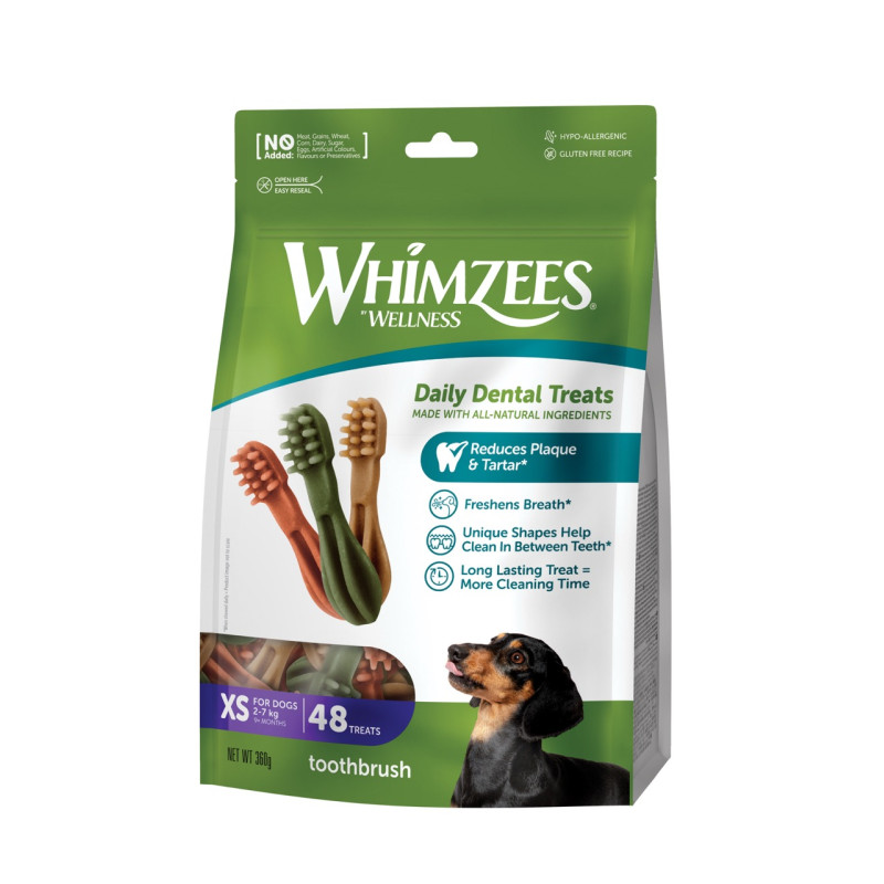 Whimzees Toothbrush XS лакомства для чистки зубов у собак малых пород, 48 шт