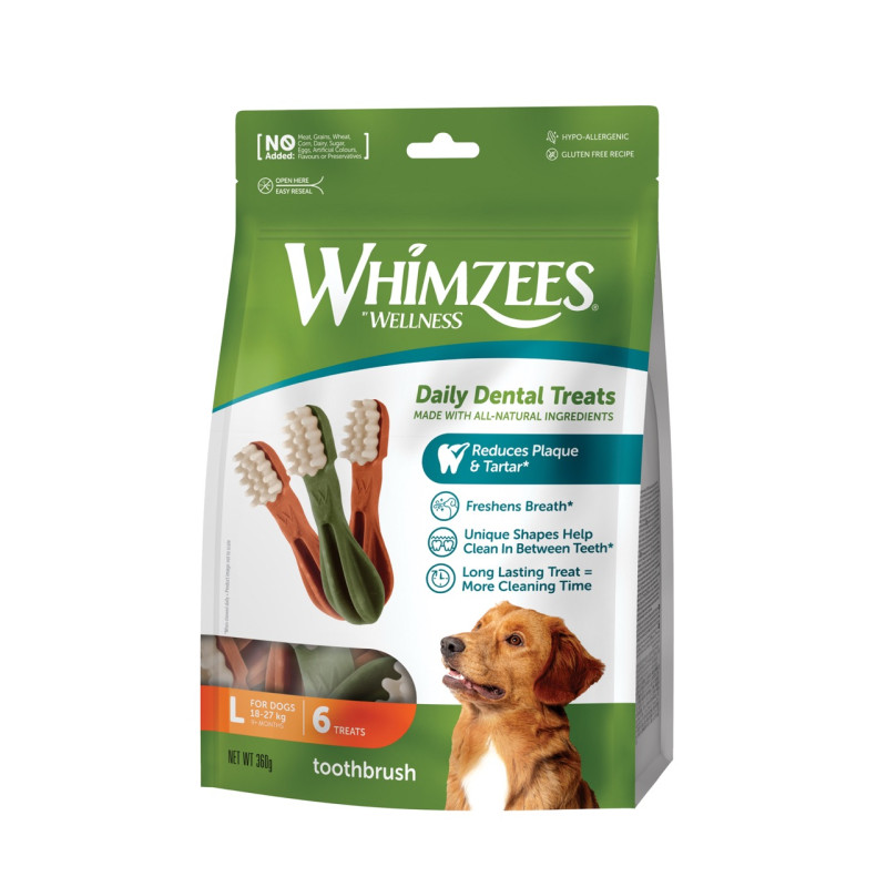 Whimzees Toothbrush L лакомства для чистки зубов у собак крупных пород, 6 шт