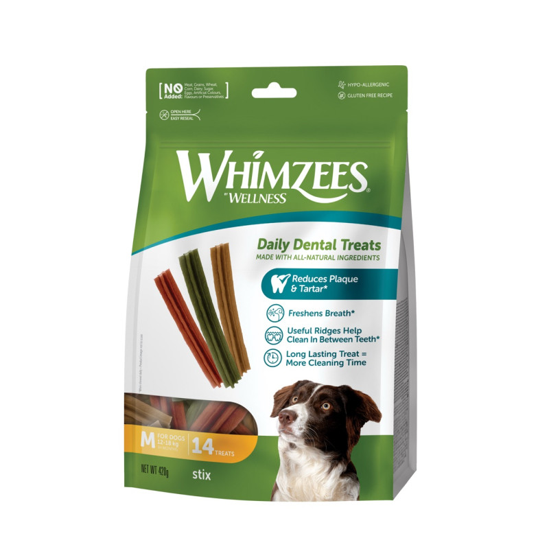 Whimzees Stix M лакомства для чистки зубов у собак крупных пород, 14 шт