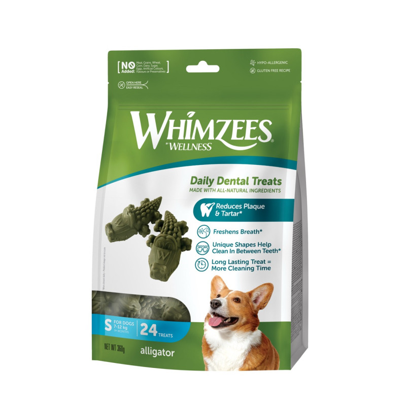 Whimzees Alligator лакомства для чистки зубов у собак малых пород, 24 шт