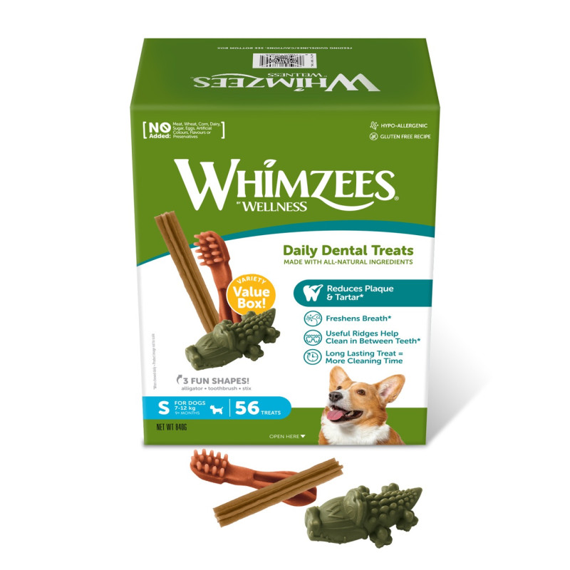 Whimzees Variety Value Box S набор лакомств для чистки зубов у собак малых пород, 56 шт