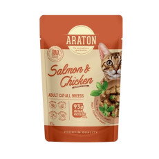 Araton Cat Salmon And Chicken влажный корм для котов с лососем и курицей, 85 гр