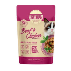 Araton Cat With Beef And Chicken вологий корм для котів з куркою та яловичиною, 85 гр