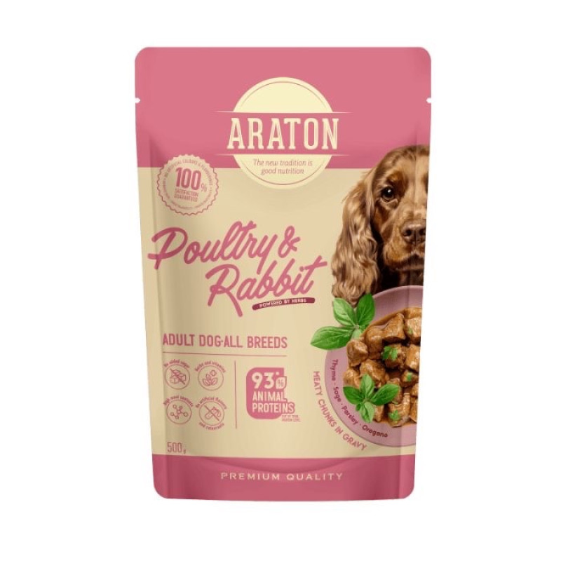 Araton Dog Poultry And Rabbit влажный корм для собак с птицей и кроликом, 500 гр