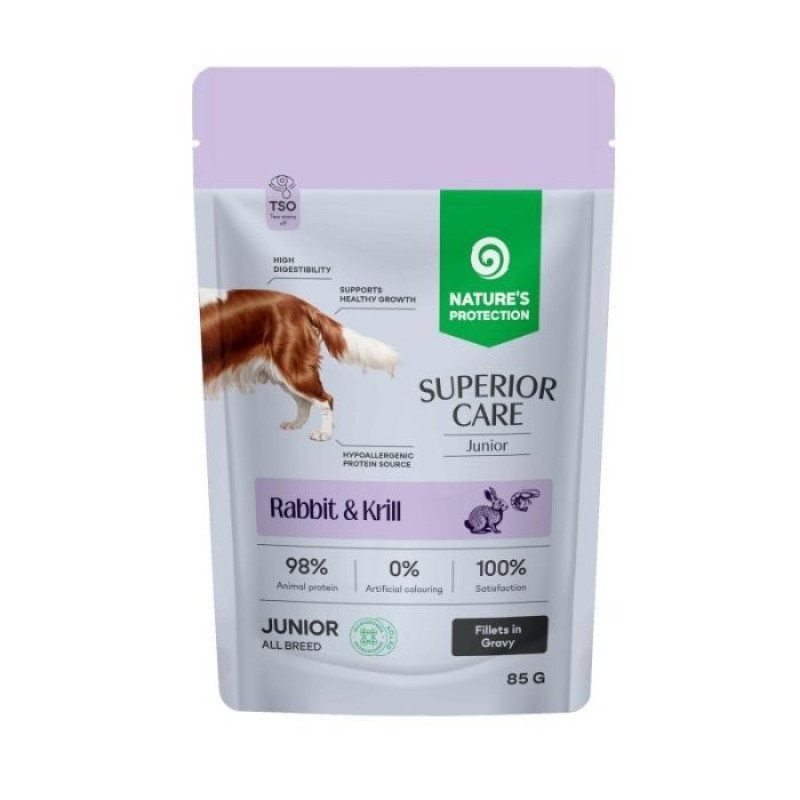 Nature's Protection Superior Care Junior Rabbit And Krill влажный корм с кроликом для щенят, 85 гр