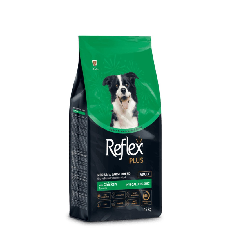 Reflex Plus Medium & Large Breed Chicken сухой корм с курицей для собак средних и крупных пород, 12 кг - фото 2