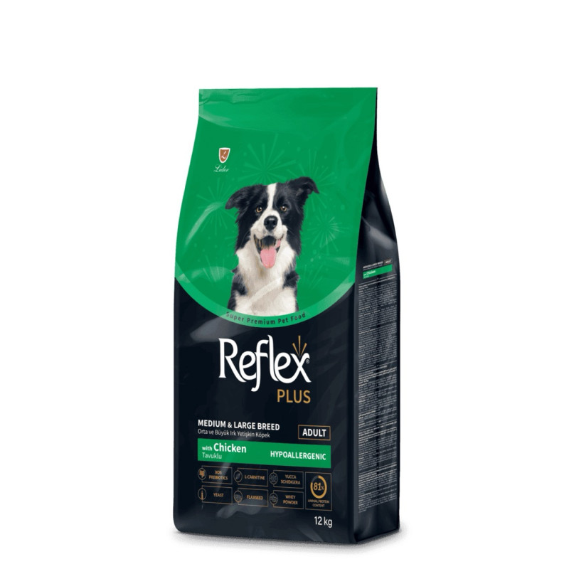 Reflex Plus Medium & Large Breed Chicken сухой корм с курицей для собак средних и крупных пород, 12 кг