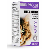Unicum Premium мультивітамінний комплекс для котів з часником, 100 табл