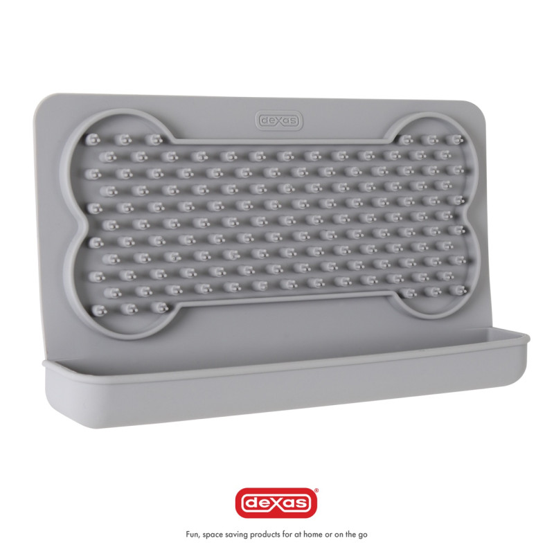 Dexas Snack Distract - Silicone Licking Mat силиконовый коврик для лакомства и лизания горизонтальный, серый