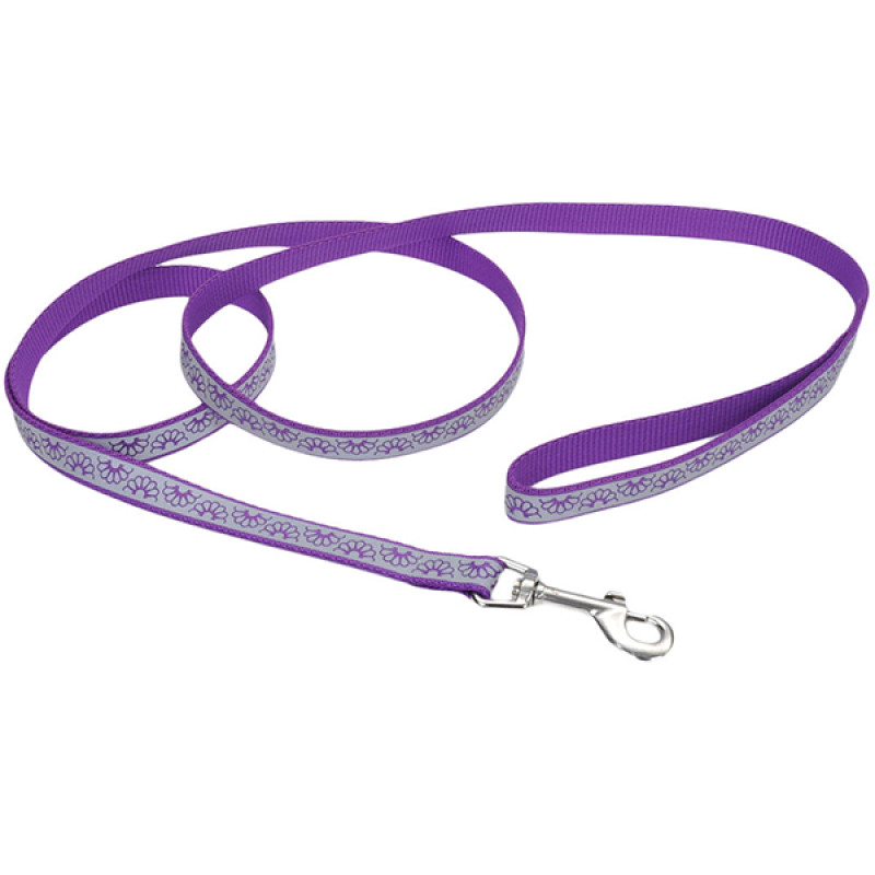 Coastal Lazer Brite Reflective Leash светоотражающий поводок для собак, 1.2 м х 1.6 см, фиолетовая ромашка