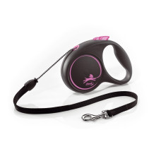 Flexi Black Design M рулетка для собак, трос 5 м, розовый