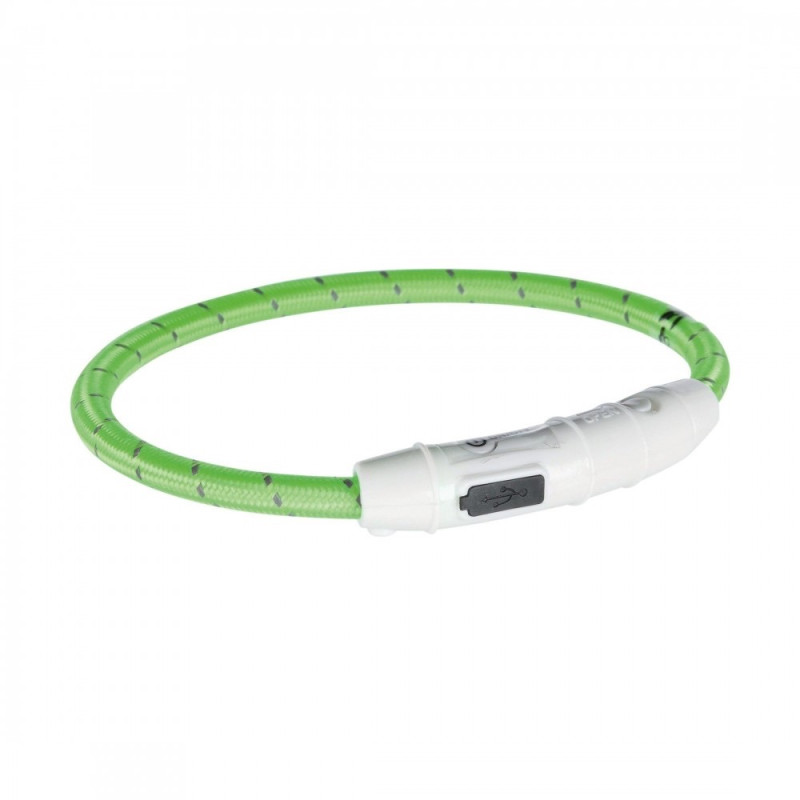 Trixie Flash Light Ring USB нашийник для собак, що світиться, зелений, 35 см