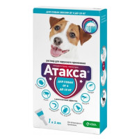 Атакса KRKA капли от блох, клещей, москитов для собак весом 4-10 кг, 1 пип