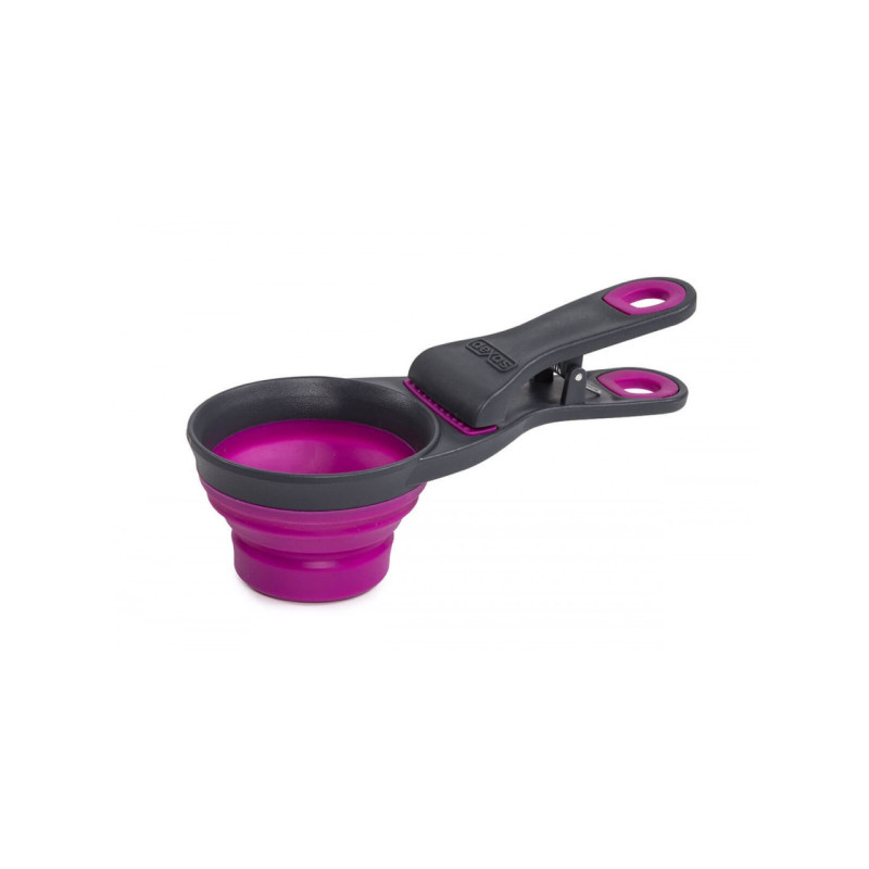 Dexas Collapsible KlipScoop мерный стакан для корма складной на клипсе, 240 мл, пурпурный